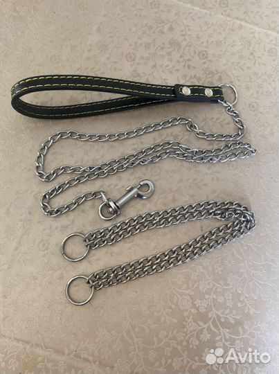 Ошейник и поводок с цепью для собак