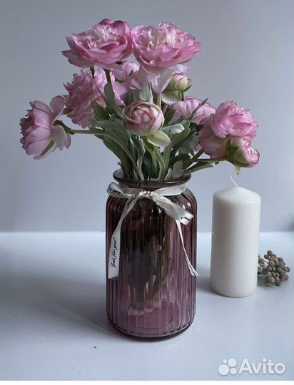 Ваза atmosphere rib 18,5см розовое стекло