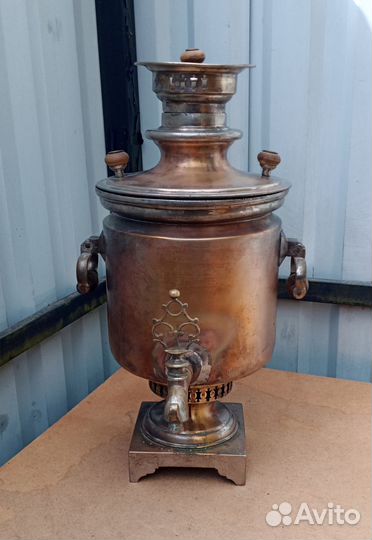Самовар старинный угольный на дровах Лялиных