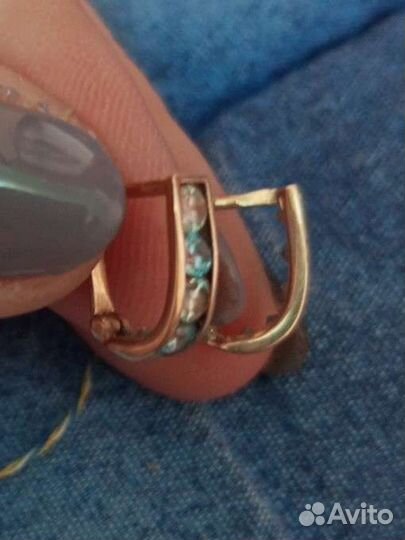 Золотые серьги детские с фианитом