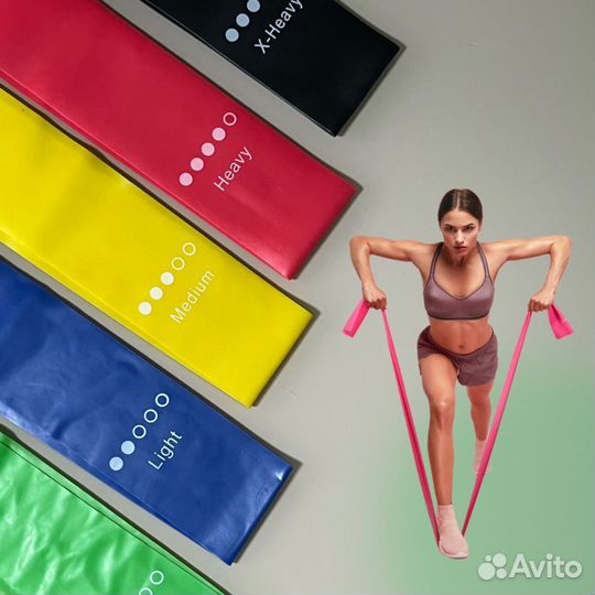 Фитнес-резинки эспандер набор 5 шт