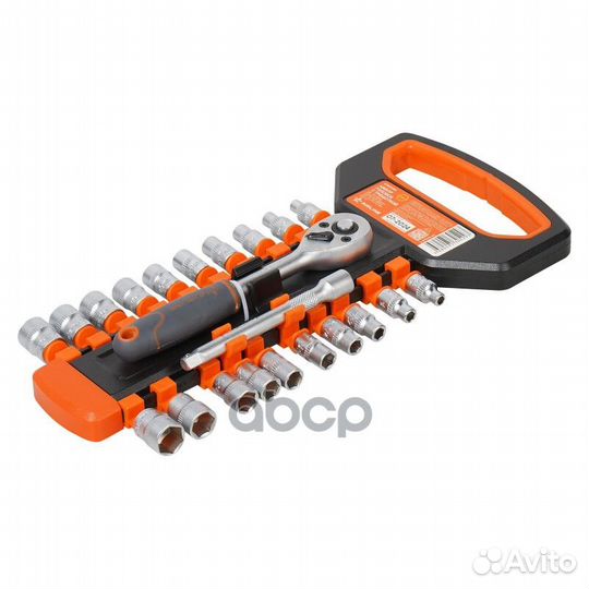 Набор головок с трещоткой 1/4 72Т 22пр. (4-13мм