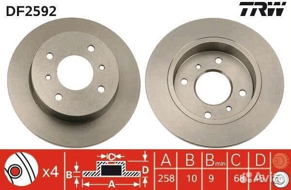 Диск тормозной задний TRW, DF2592