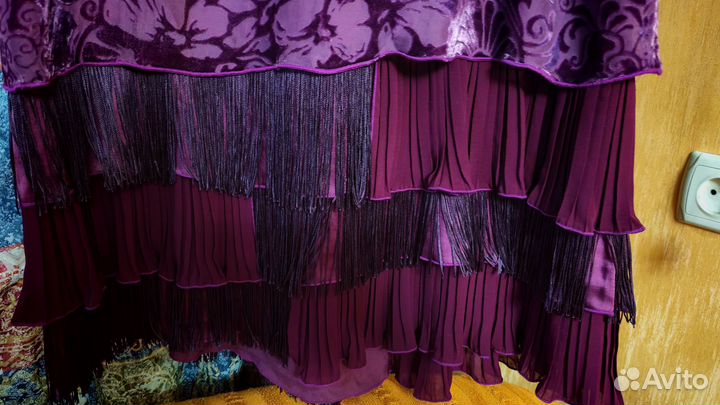 Платье бохо с натуральным шёлком и бахромой