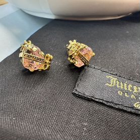 Серьги пусеты Juicy Couture с розовым камнем