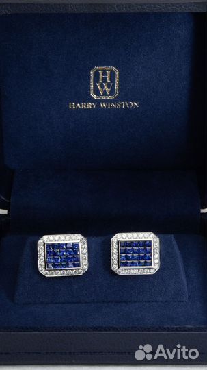 Запонки Harry Winston с бриллиантами и сапфирами