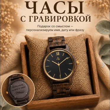 Наручные часы Black Luxe из дерева c гравировкой
