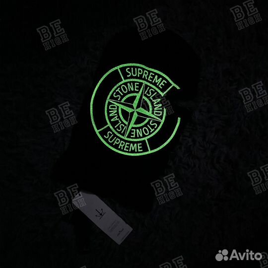 Stone island x supreme балаклава GID черная