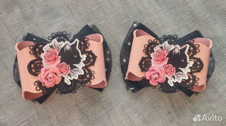 Бант экокожа, кружево