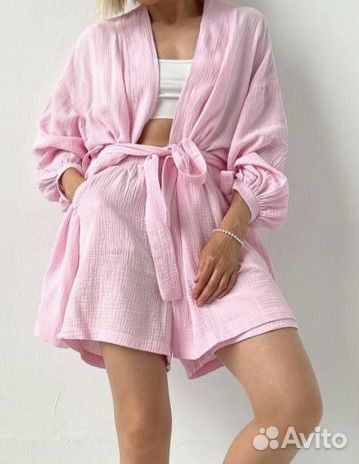 Муслиновый костюм нежно-розовый. 44-46