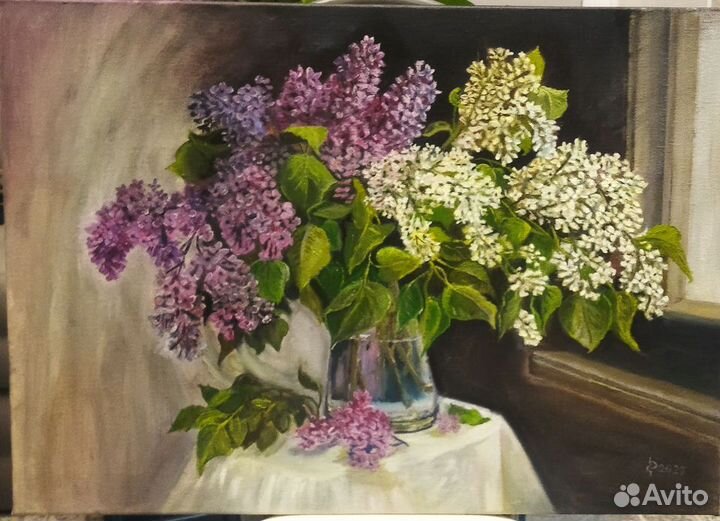 Картина маслом на холсте, Сирень