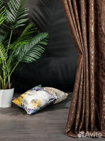 Шторы мрамор, коричневый