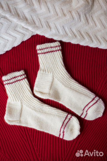 Шерстяные вязаные носки ручной работы