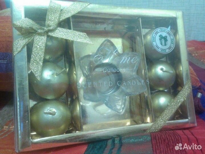 Набор декоративных свечей с подсвечником