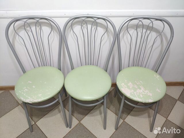 Кухонные стулья железный каркас зелёные сидушки