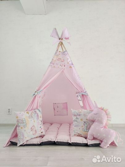 Детский вигвам, шатер для девочки, новый, роз