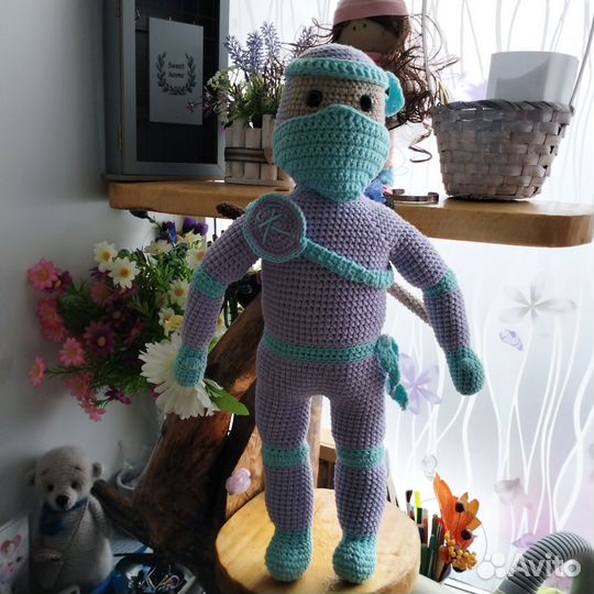 Ниндзя. Вязаная игрушка ручная работа