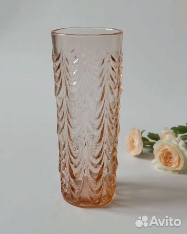 Ваза розовое карамельное стекло