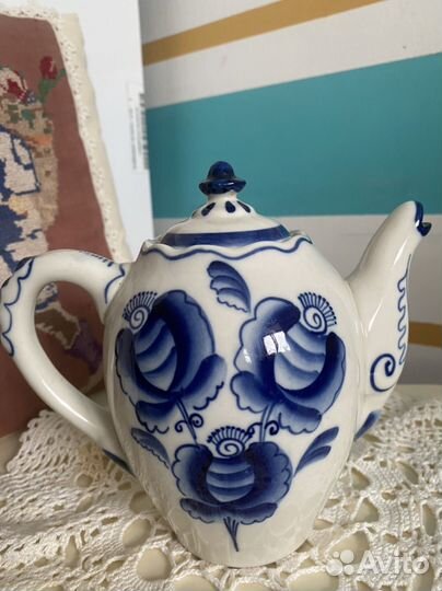 Посуда Гжель, СССР, кувшин, чайник, ваза