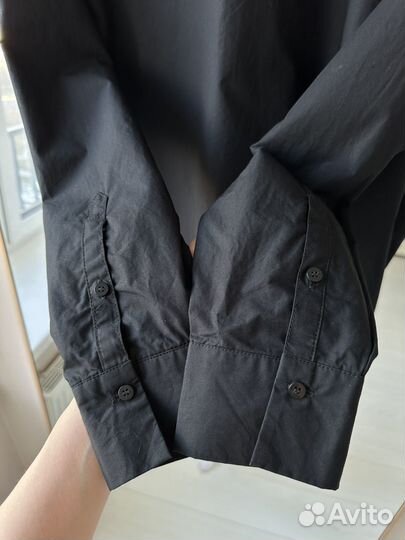 Рубашка со стразами lime M черная хлопок