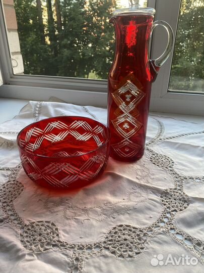 Салатник рубиновое стекло СССР