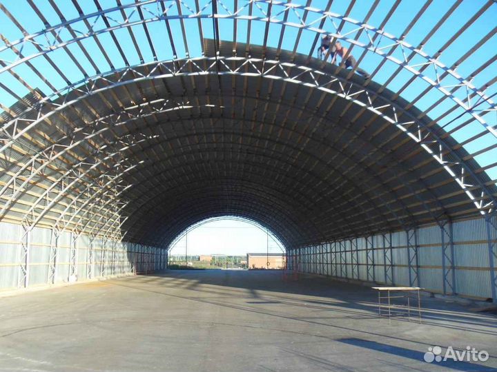 Каркасный ангар арочный 12х6х30