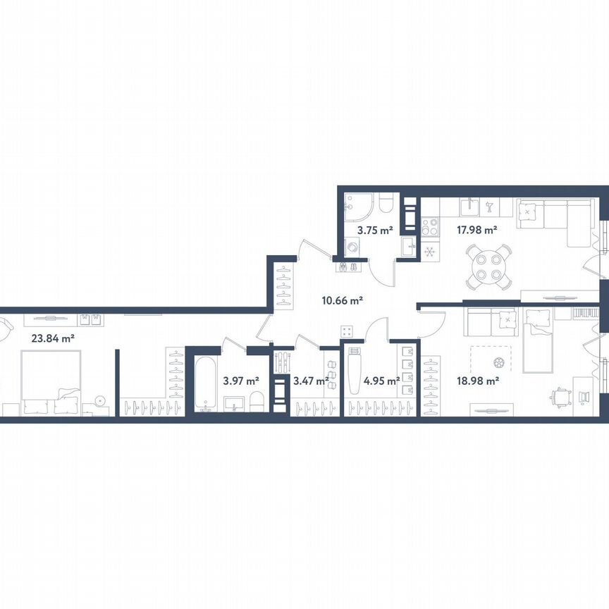 2-к. квартира, 91,6 м², 4/11 эт.