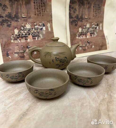 Набор чайный глиняный китайский чайник