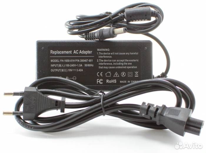 Блок питания для ноутбука 19V 3,42A 5,5*2,5 (для A