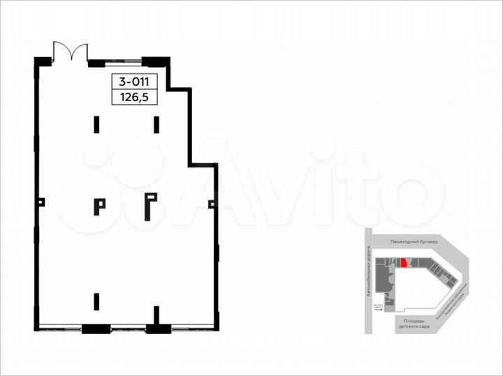 Аренда торговое помещение площадью 126.5 кв.м