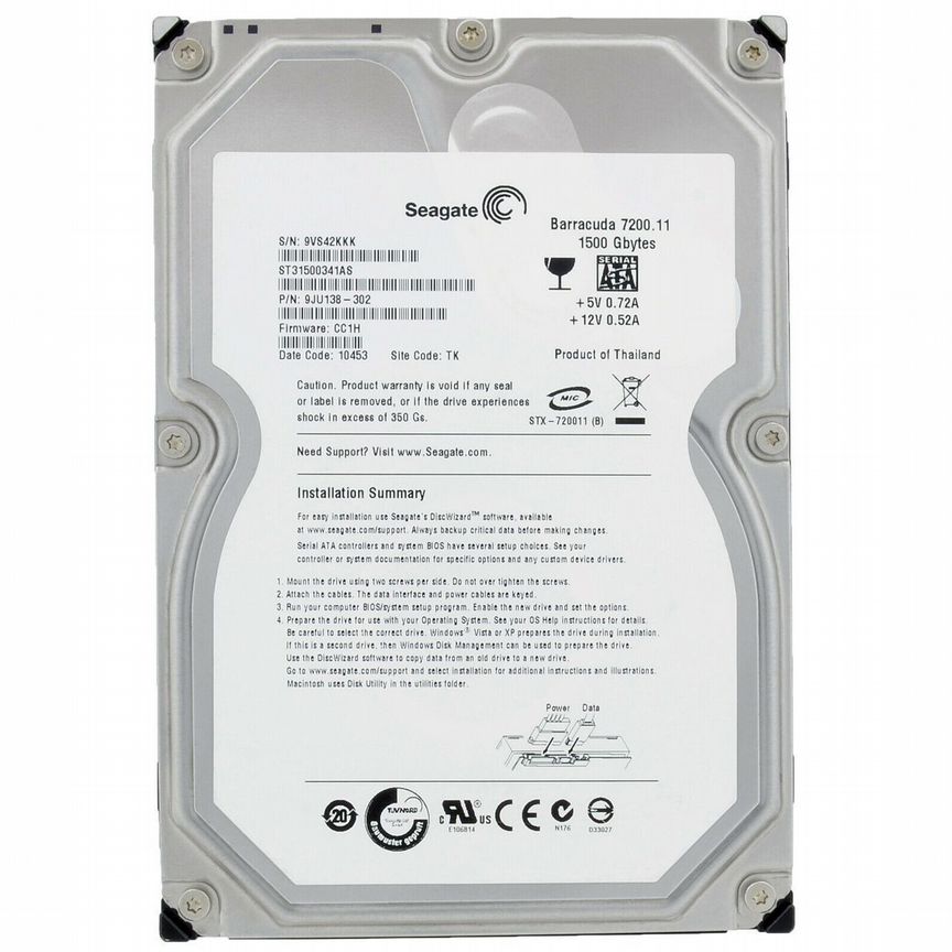 [ST31500341AS] Жесткий Диск Seagate 1.5tb Sata2 3,5 St31500341as