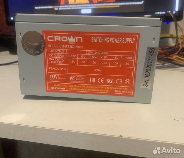 Блок питания crown 450w