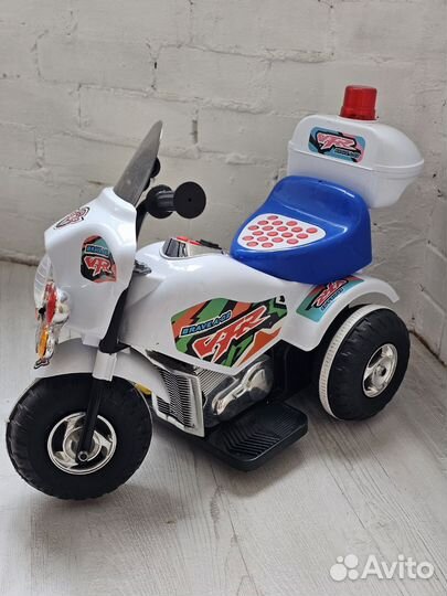 Мотоцикл детский на аккумуляторе белый