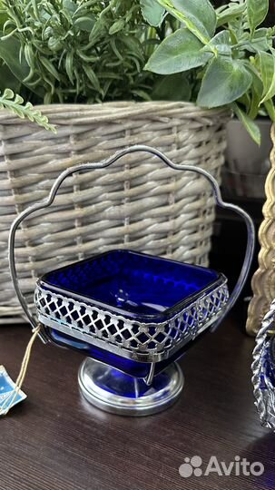 Сахарницы серебрение с кобальтовыми вставками
