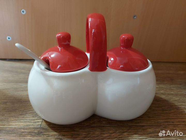 Банка керамическая двухсекционная для специй