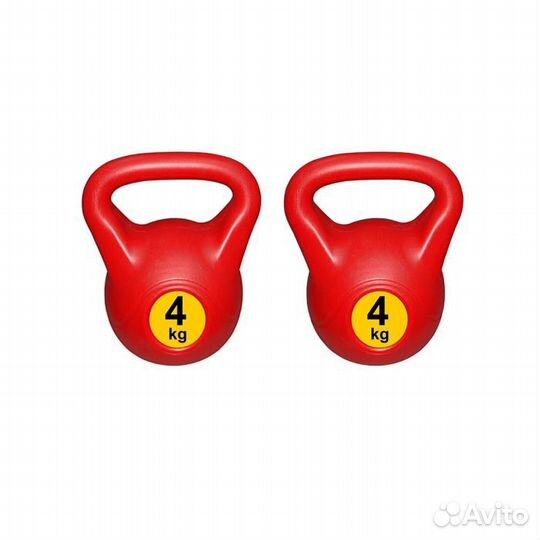 Гиря разминочная 4 кг красная оболочка из пластика