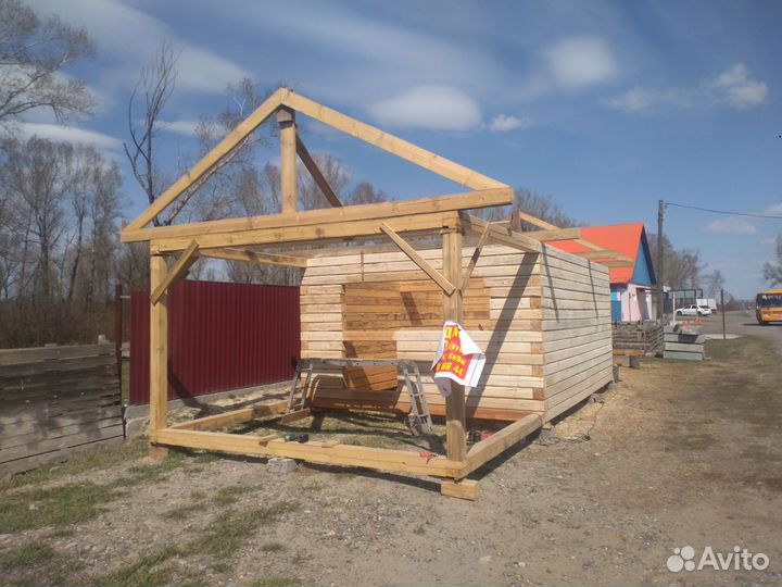 Сруб бани 4*6+беседка