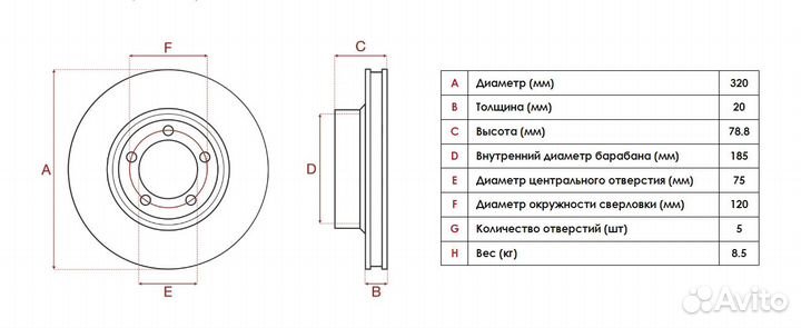 Тормозные диски зад. BMW X5,BMW X6 (320 мм)