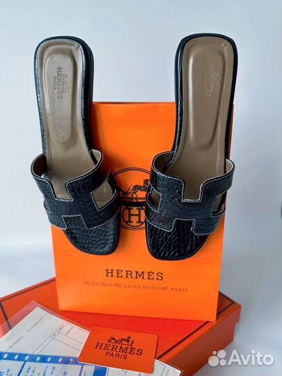 Мюлли шлёпки Hermes кожаные