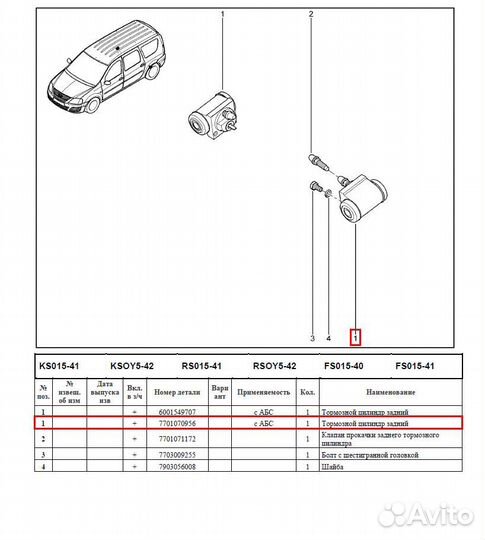 Цилиндр тормозной LADA largus/лада ларгус задний с