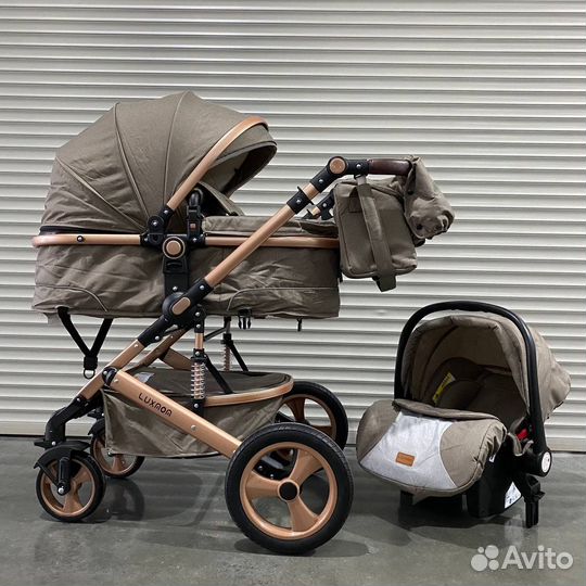 Коляска 3в1 серый Luxmom 518