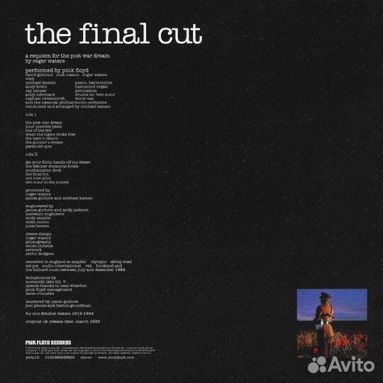 LP Pink Floyd THE Final CUT. Новая