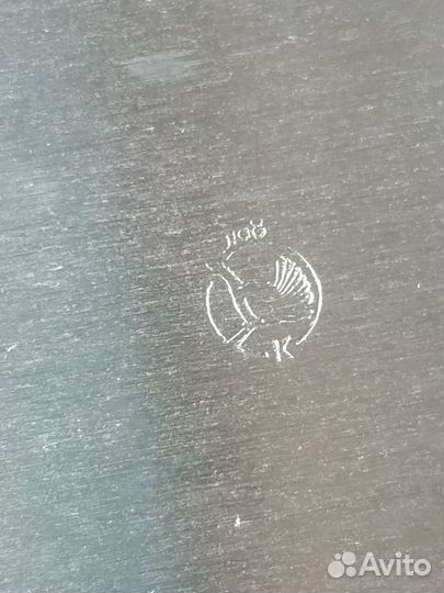 Поднос круглый латунный никелированный Кольчугино