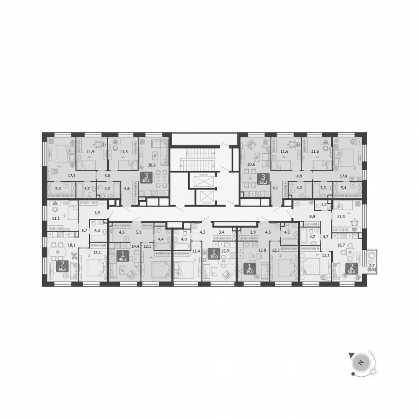 1-к. квартира, 39 м², 7/19 эт.