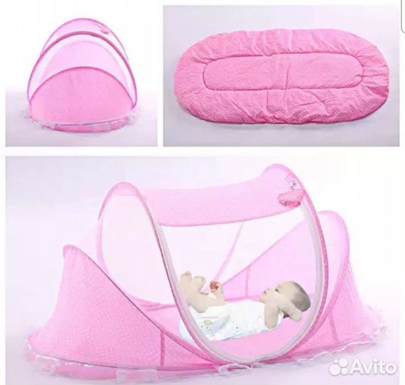 Кроватка складная розовая