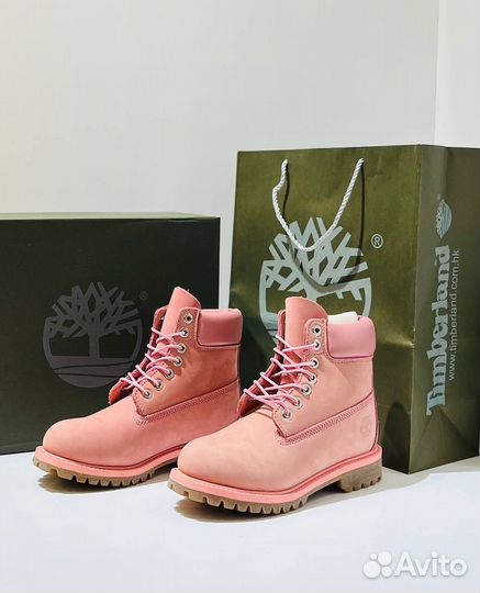 Ботинки женские Timberland pink демисезон