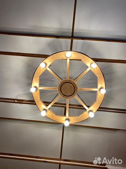Люстра лофт - колесо от телеги