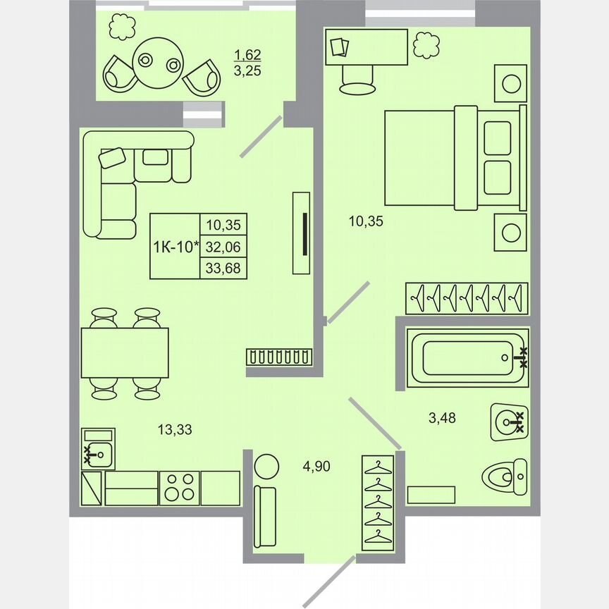 1-к. квартира, 33,7 м², 14/17 эт.