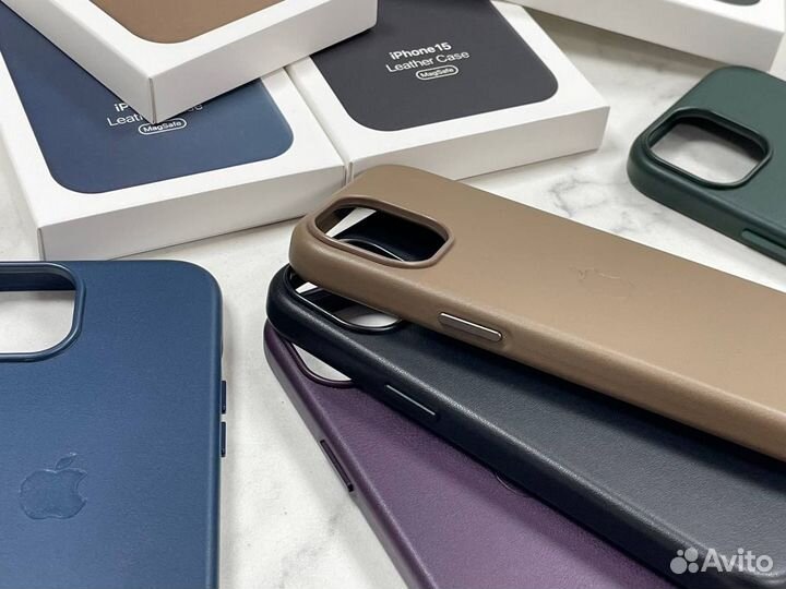 Чехол на iPhone 15 кожаный MagSafe