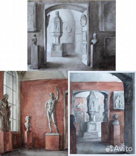 Интерьеры акварелью 40х50 без рамы